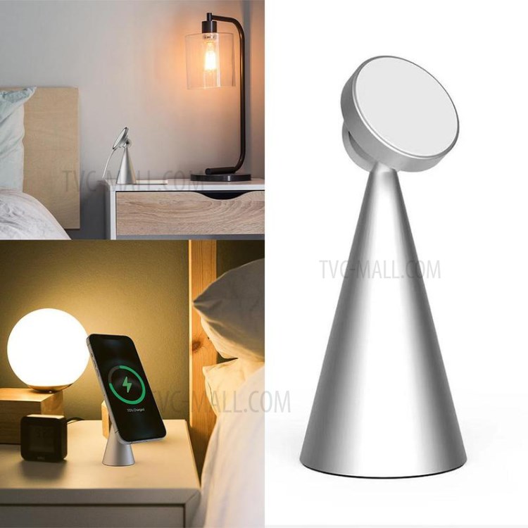 X18 360° Rotatable Wireless Magnetic Bracket for Android/iOS Smartphones - Silver-1