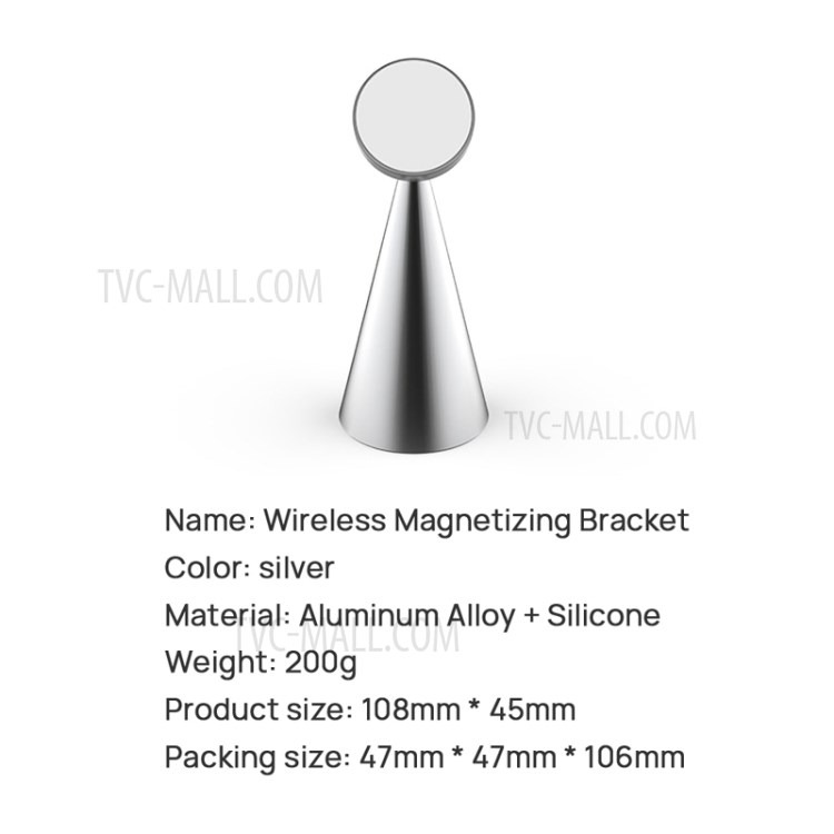 X18 360° Rotatable Wireless Magnetic Bracket for Android/iOS Smartphones - Silver-6