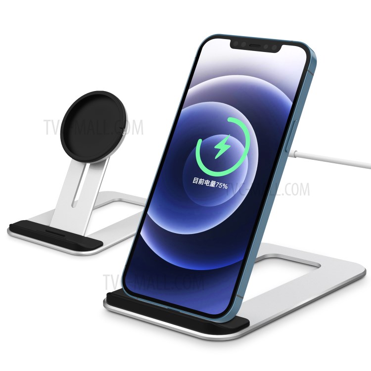 Compact Aluminum Alloy Mount Stand Bracket for Magsafe Wireless Charger - Silver-1