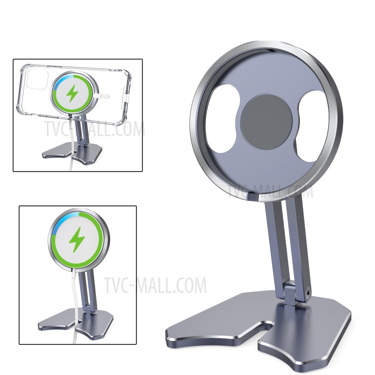 R-JUST Wireless Charger Holder Desktop Mounts for iPhone 12 Magsafe Charger - Grey-1