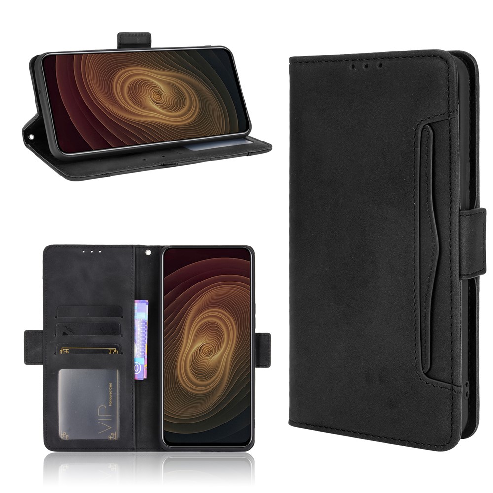 Leather Phone Wallet Design Stand Feature Protective Cover Case with Multiple Card Slots for ZTE Axon 20 5G/Axon 20 4G - Black-1