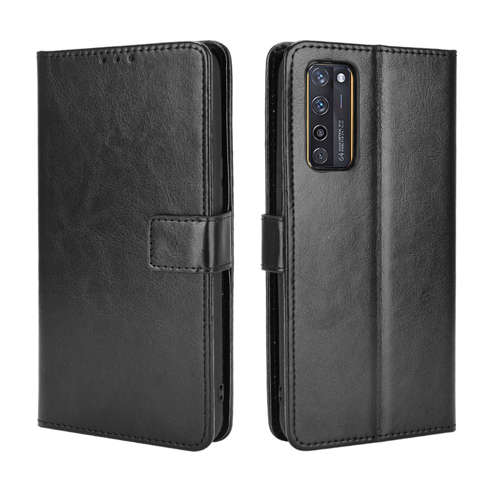Wallet Stand Phone Cover for ZTE Axon 20 5G / ZTE Axon 20 4G Crazy Horse Texture Leather Shell - Black-7