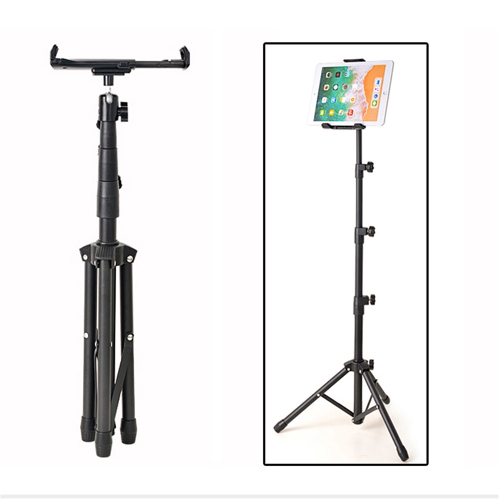 Tripod Mount Foldable Floor Stand Holder with Adjustable Height for 4-12 inch Tablet and Smartphone-1