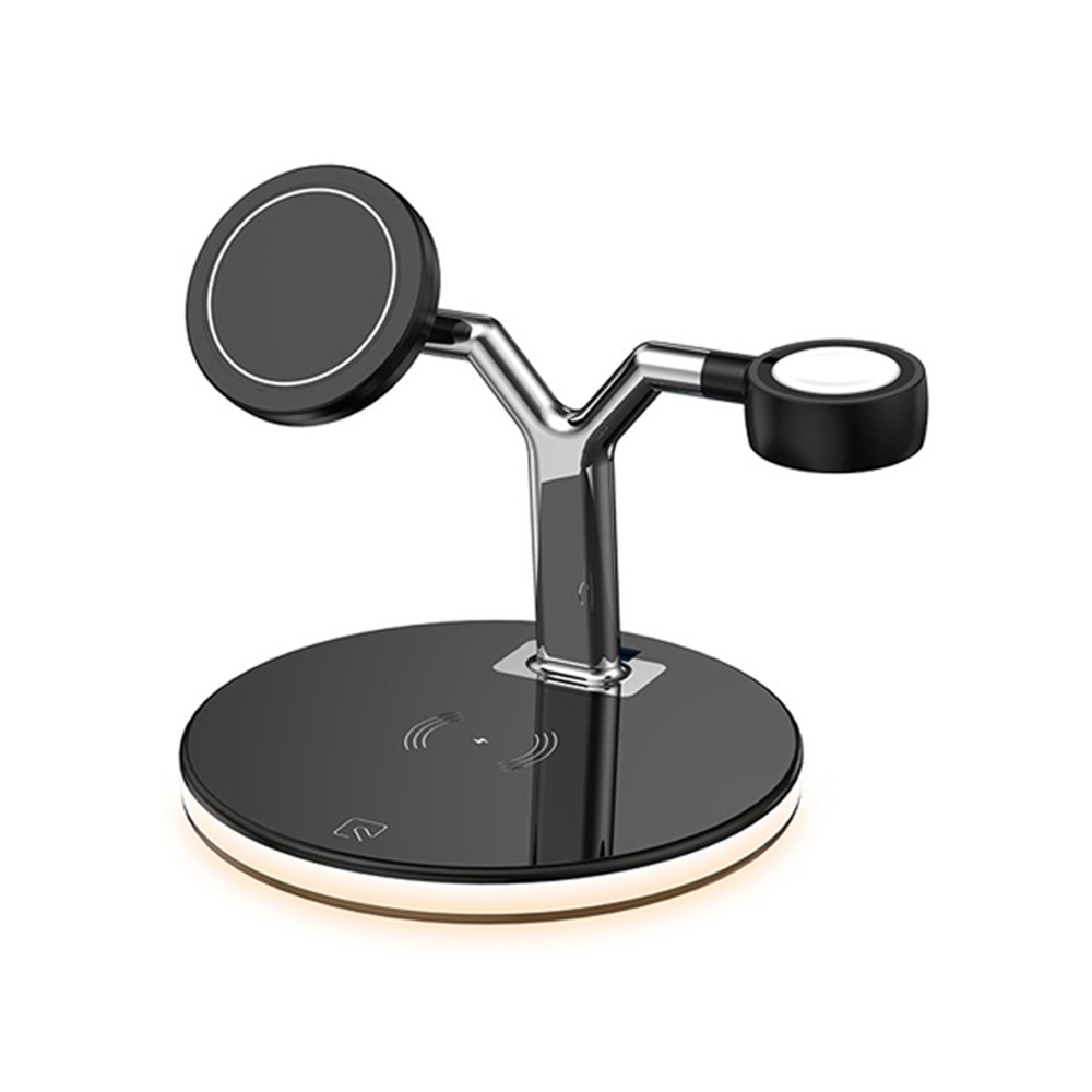 P970 Magnetic 3 in 1 Wireless Charging Table Bracket Charger Mount - Black-2