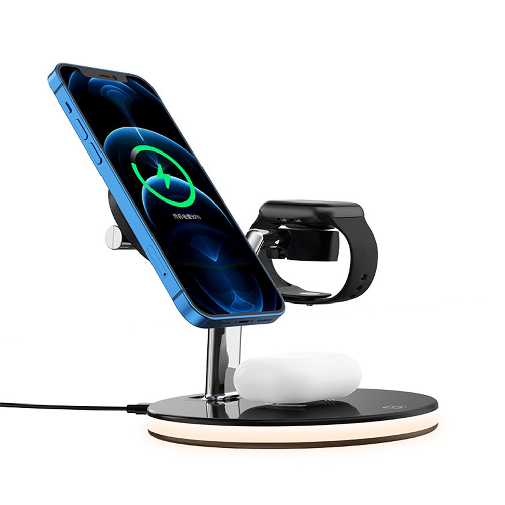 P970 Magnetic 3 in 1 Wireless Charging Table Bracket Charger Mount - Black-3