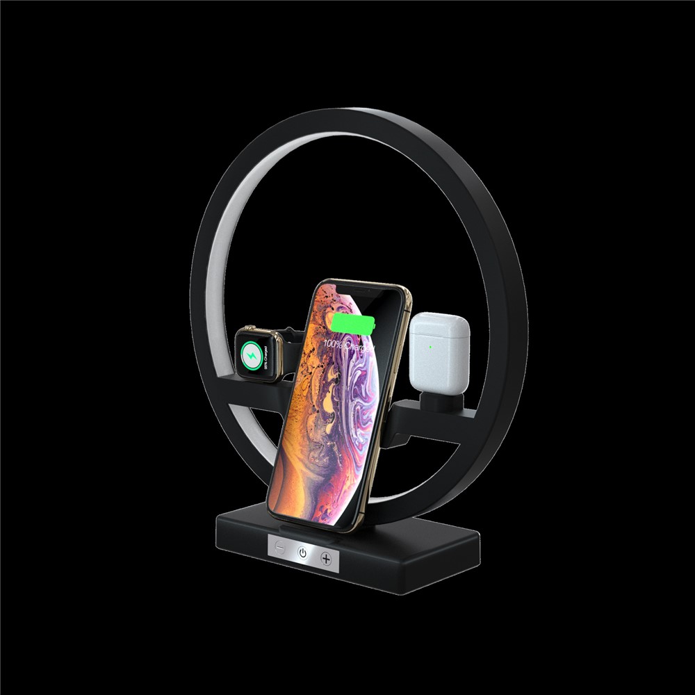 P1000 Multifunctional 2-In-1 Table Lamp Fast Wireless Charger - Black-10