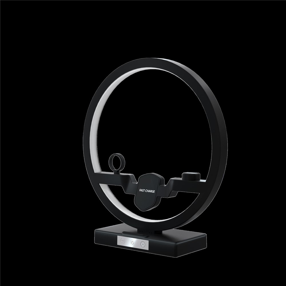 P1000 Multifunctional 2-In-1 Table Lamp Fast Wireless Charger - Black-11