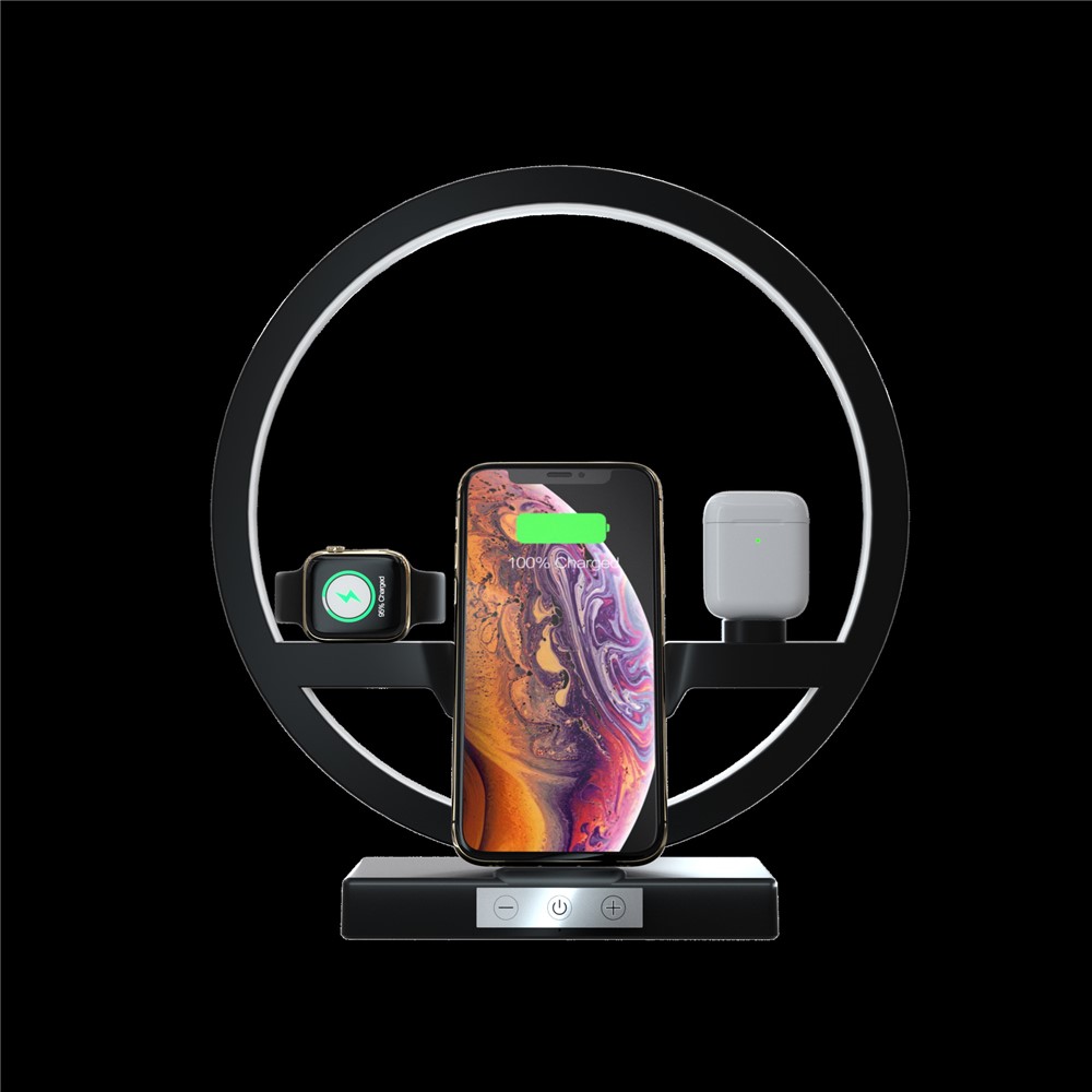 P1000 Multifunctional 2-In-1 Table Lamp Fast Wireless Charger - Black-13