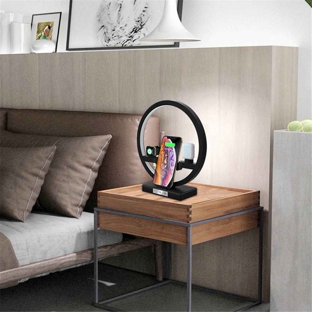 P1000 Multifunctional 2-In-1 Table Lamp Fast Wireless Charger - Black-15