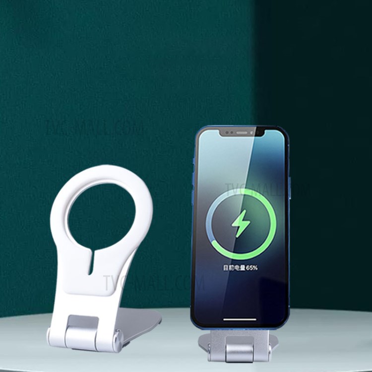 P15 Wireless Charger Holder Folding Desktop Mount for iPhone 12 Magsafe Charger, Round-4