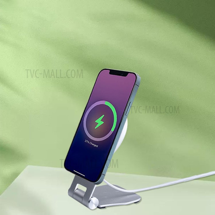 P15 Wireless Charger Holder Folding Desktop Mount for iPhone 12 Magsafe Charger, Round-5