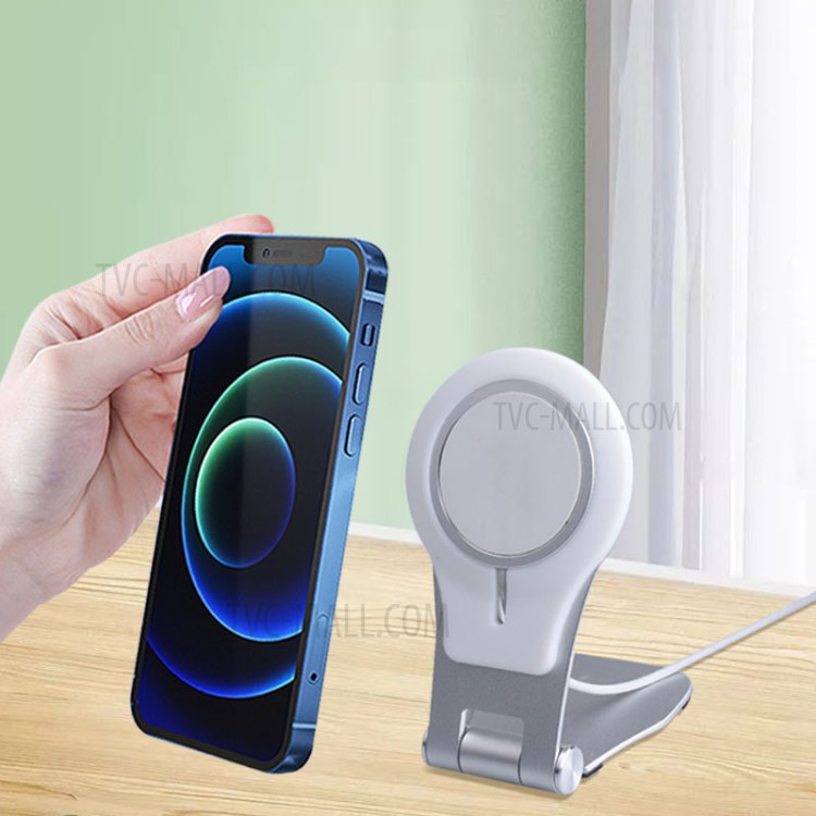 P15 Wireless Charger Holder Folding Desktop Mount for iPhone 12 Magsafe Charger, Round-6