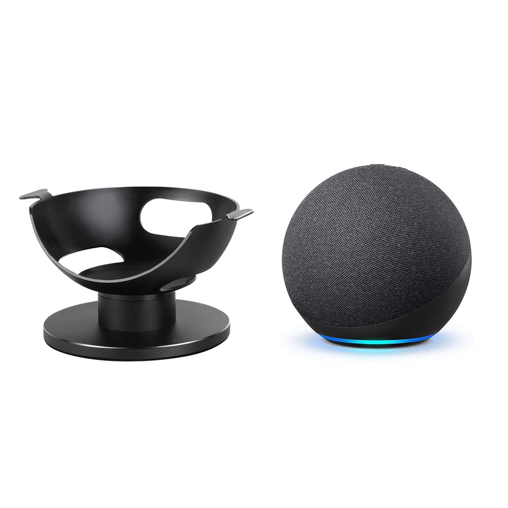 Aluminum Alloy Tabletop Holder Desk Stand Bracket Storage Rack for Echo Dot 4 Bluetooth Speaker - Black-2
