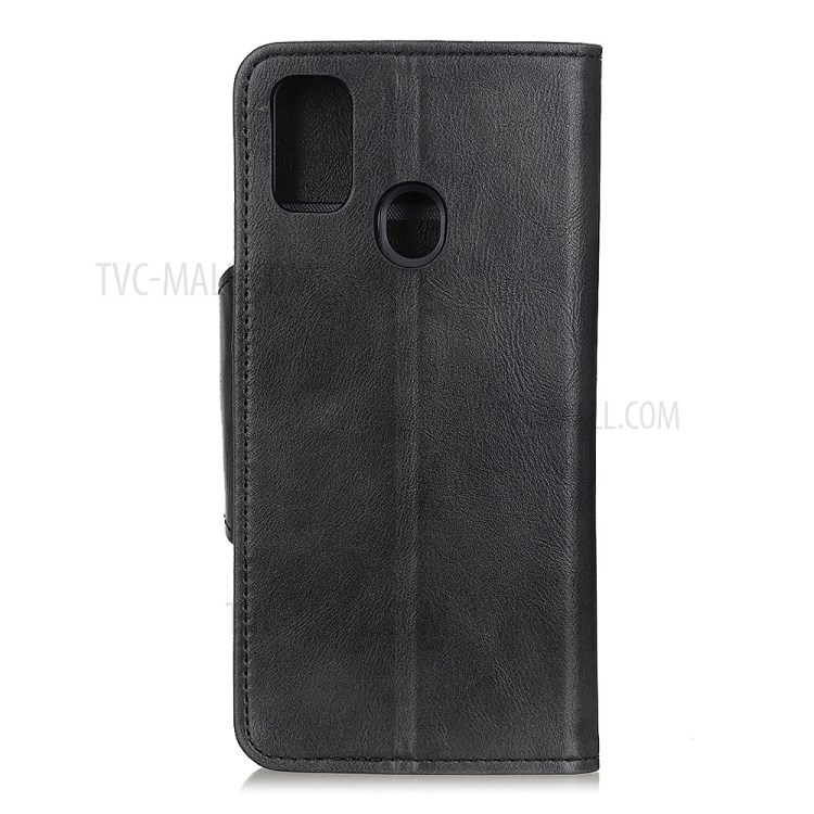 Brass Buckle Magnetic PU Leather Wallet Case for ZTE Blade A7s 2020 - Black-3