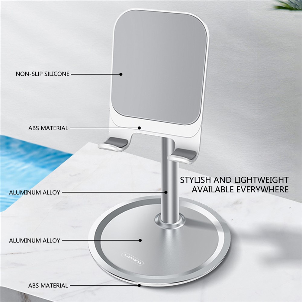 LETANG LT-ZJ-06 Aluminum Alloy Universal Adjustable Angle Desktop Mobile Phone Tablet Holder Stand - Silver-3