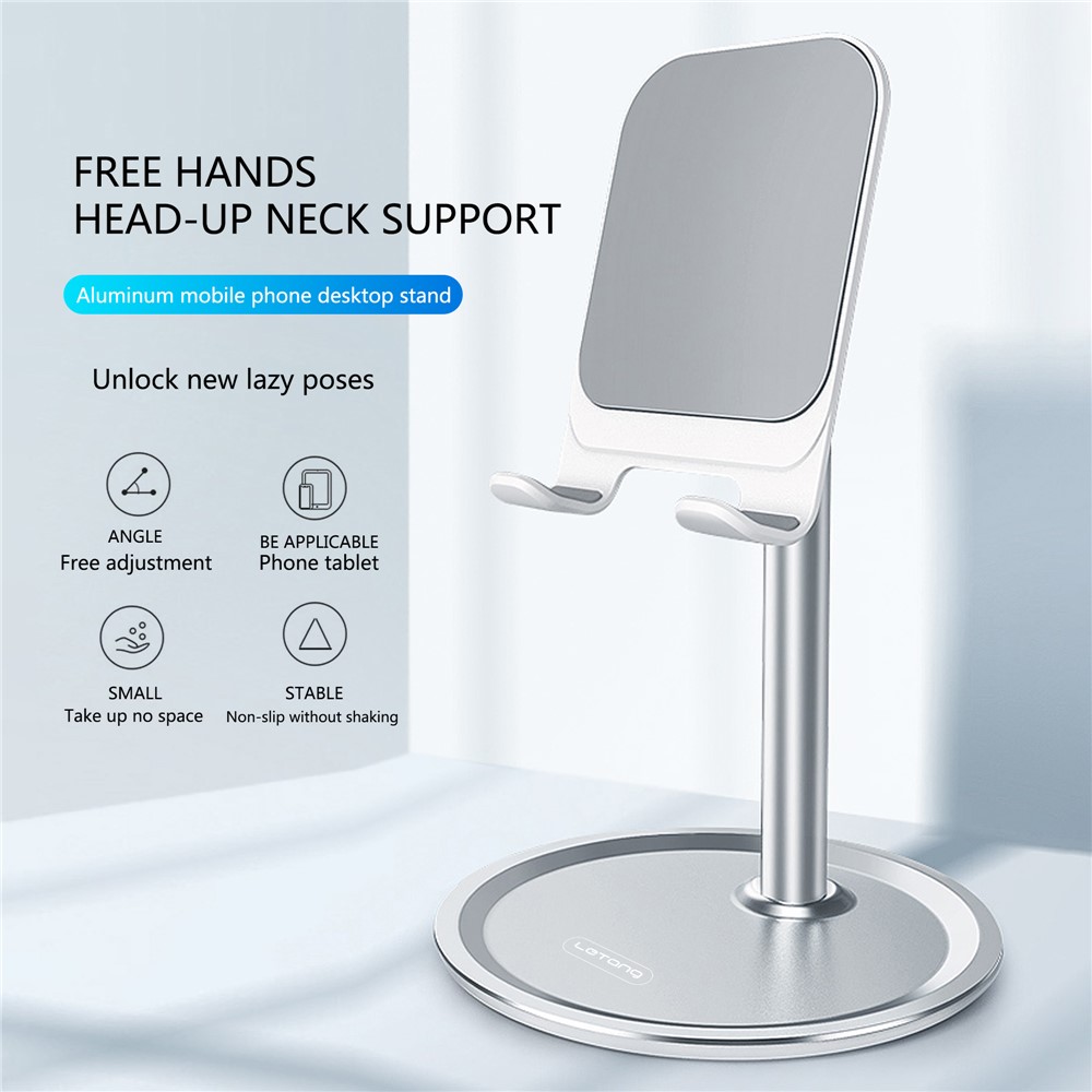 LETANG LT-ZJ-06 Aluminum Alloy Universal Adjustable Angle Desktop Mobile Phone Tablet Holder Stand - Silver-4