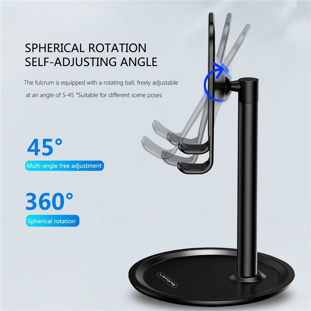LETANG LT-ZJ-06 Aluminum Alloy Universal Adjustable Angle Desktop Mobile Phone Tablet Holder Stand - Silver-7