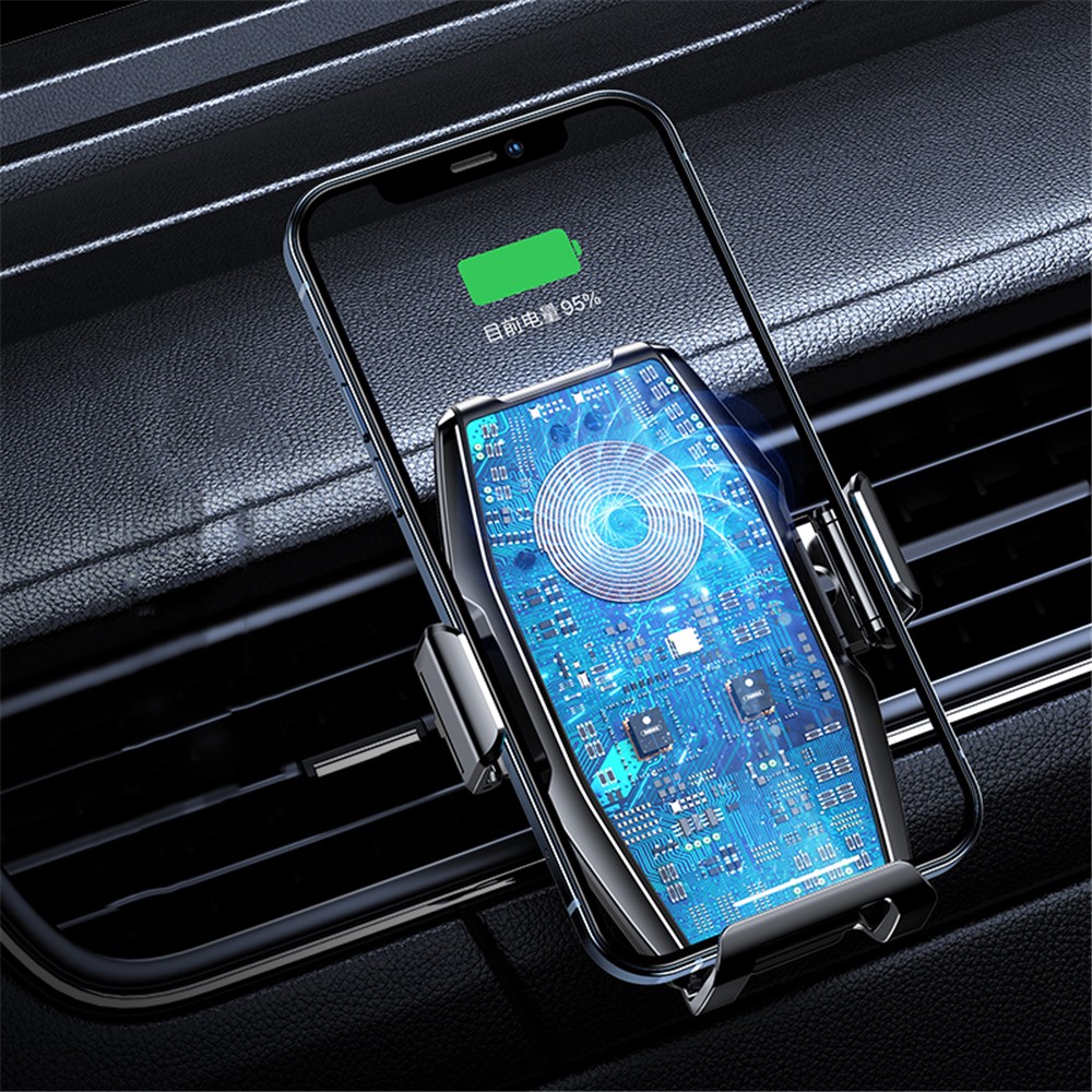 REMAX C49 10W Fast Charging Car Wireless Charger Air Vent Phone Holder Bracket - Blue-5