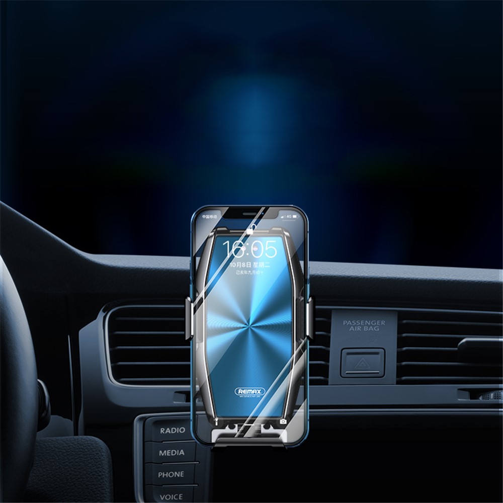 REMAX C49 10W Fast Charging Car Wireless Charger Air Vent Phone Holder Bracket - Blue-6
