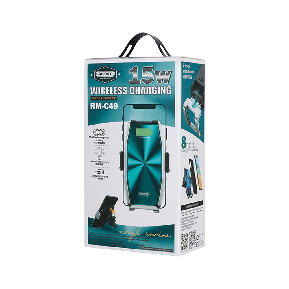 REMAX C49 10W Fast Charging Car Wireless Charger Air Vent Phone Holder Bracket - Blue-8