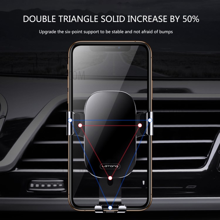 LETANG LT-CJ-07 Universal 360° Rotary Mirror Surface Gravity Triangle Car Air Outlet Phone Holder Bracket-5