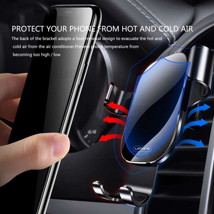 LETANG LT-CJ-07 Universal 360° Rotary Mirror Surface Gravity Triangle Car Air Outlet Phone Holder Bracket-7
