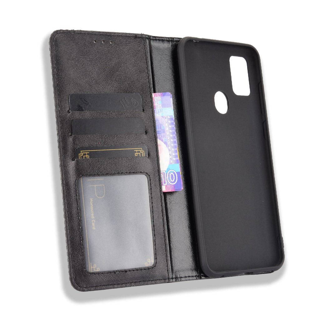 Magnetic Vintage Style Wallet Stand Phone Case Cover for ZTE Blade A7s 2020 - Black-5