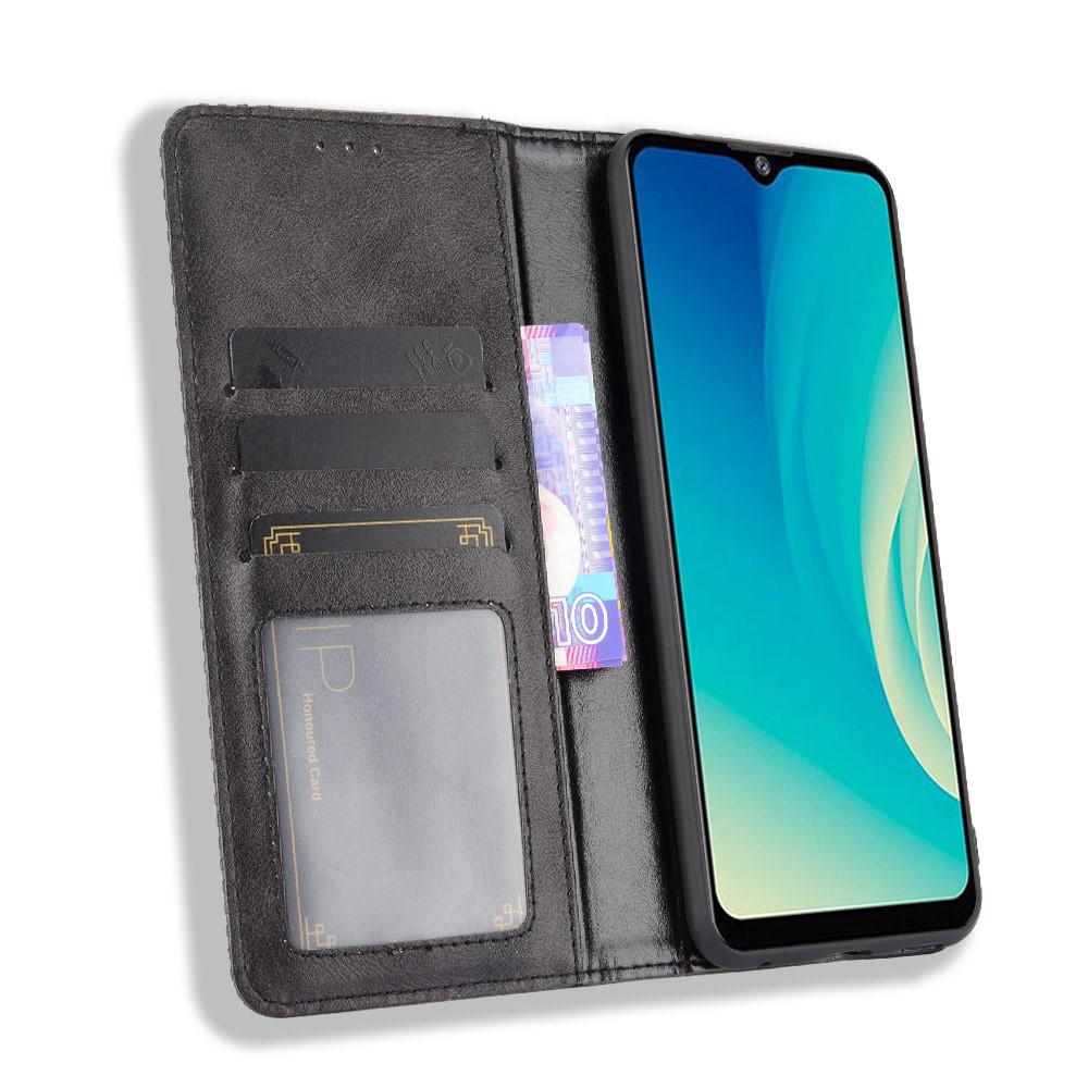 Magnetic Vintage Style Wallet Stand Phone Case Cover for ZTE Blade A7s 2020 - Black-6