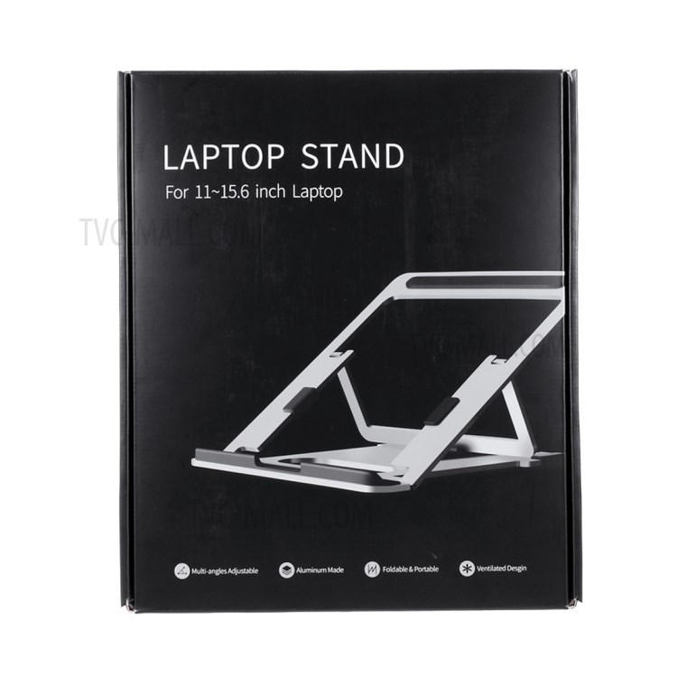 Aluminum Alloy 5 Modes Adjustable Laptop Stand Folding Bracket Lifting Cooling Holder for Notebook MacBook - Dark Grey-11