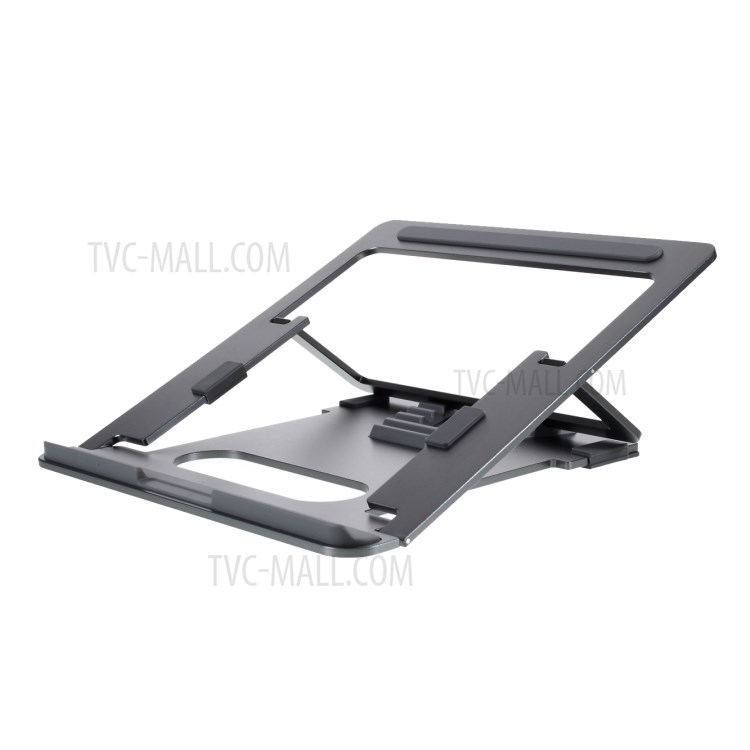 Aluminum Alloy 5 Modes Adjustable Laptop Stand Folding Bracket Lifting Cooling Holder for Notebook MacBook - Dark Grey-2