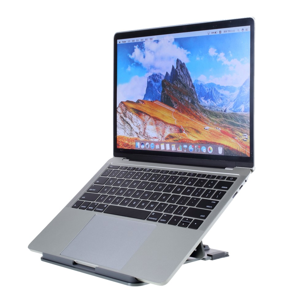 Aluminum Alloy 5 Modes Adjustable Laptop Stand Folding Bracket Lifting Cooling Holder for Notebook MacBook - Dark Grey-4