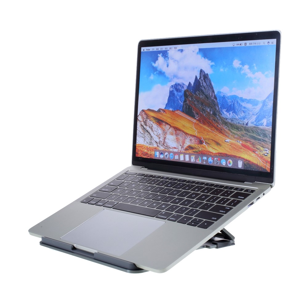 Aluminum Alloy 5 Modes Adjustable Laptop Stand Folding Bracket Lifting Cooling Holder for Notebook MacBook - Dark Grey-5