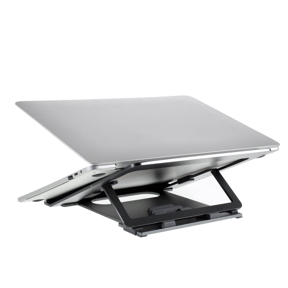 Aluminum Alloy 5 Modes Adjustable Laptop Stand Folding Bracket Lifting Cooling Holder for Notebook MacBook - Dark Grey-6