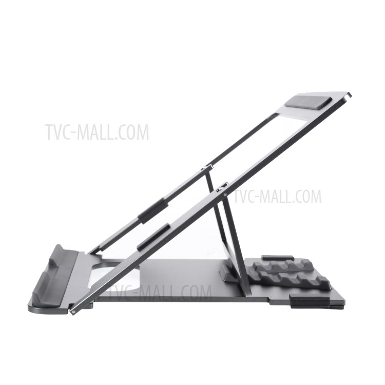 Aluminum Alloy 5 Modes Adjustable Laptop Stand Folding Bracket Lifting Cooling Holder for Notebook MacBook - Dark Grey-7
