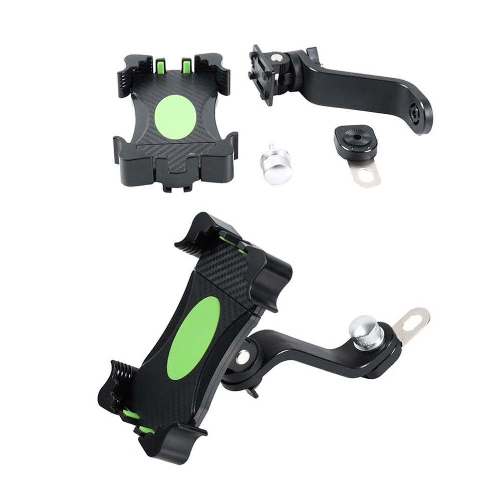 360 Rotary Bike Phone Mount Motorcycle Handlebar Rear-view Mirror Holder Bracket Stand for iPhone Huawei - Green-12