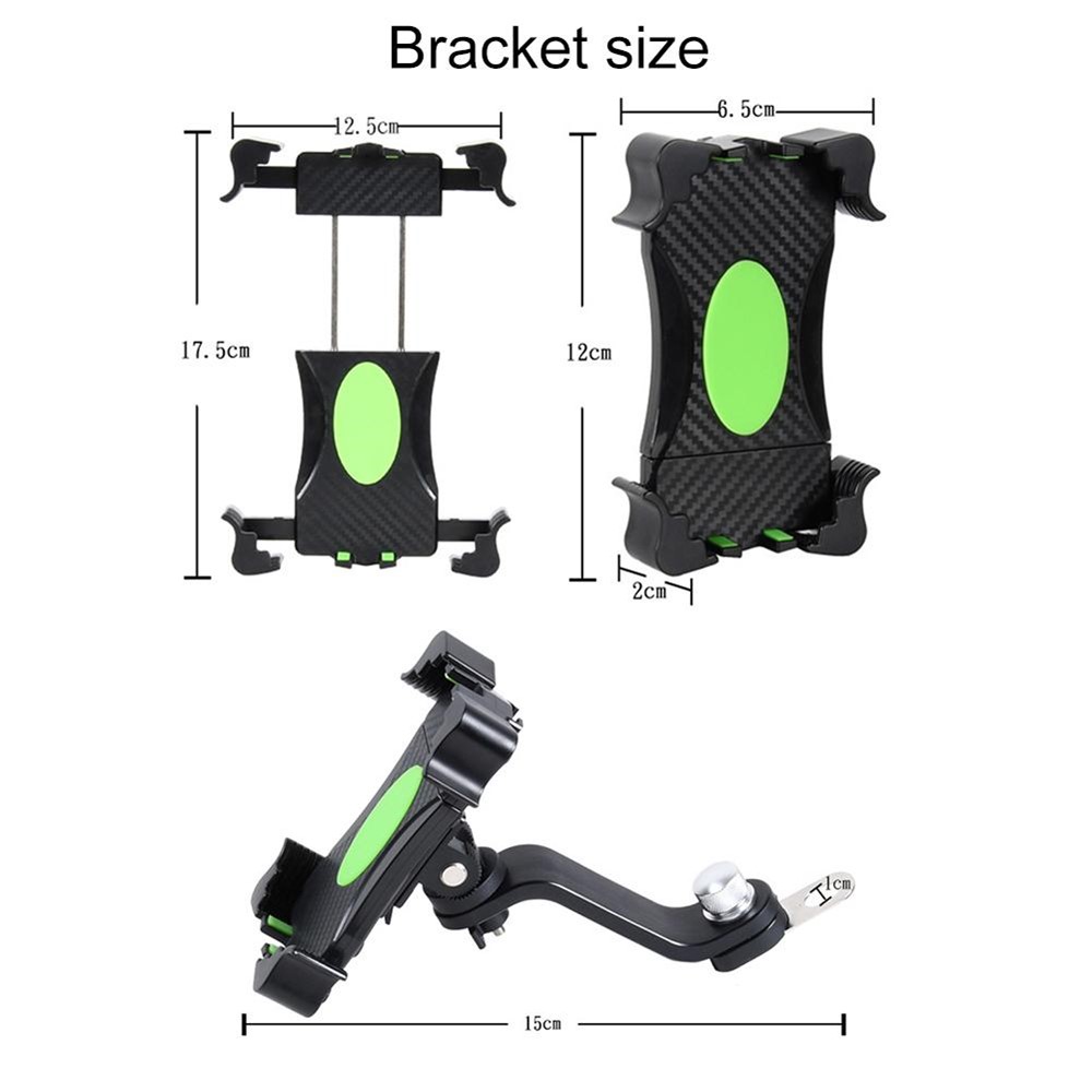 360 Rotary Bike Phone Mount Motorcycle Handlebar Rear-view Mirror Holder Bracket Stand for iPhone Huawei - Green-14