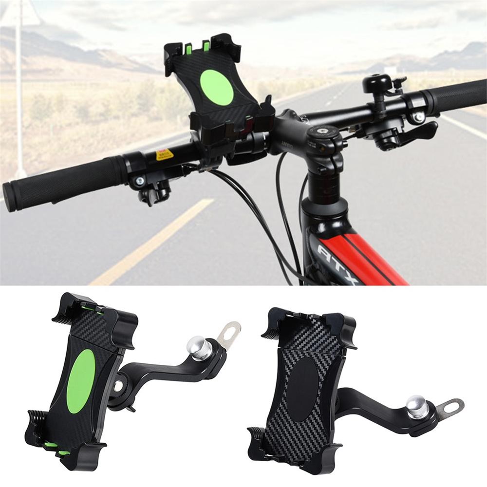 360 Rotary Bike Phone Mount Motorcycle Handlebar Rear-view Mirror Holder Bracket Stand for iPhone Huawei - Green-2