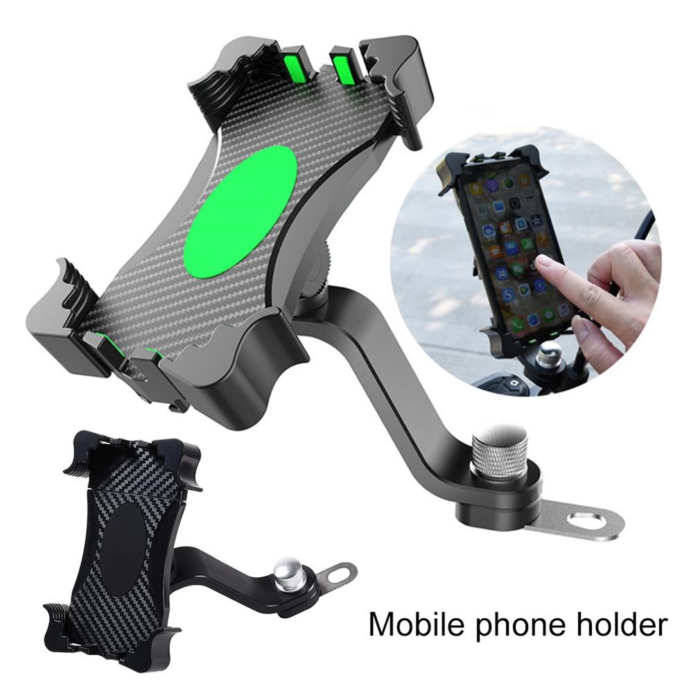 360 Rotary Bike Phone Mount Motorcycle Handlebar Rear-view Mirror Holder Bracket Stand for iPhone Huawei - Green-3