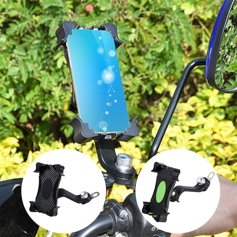 360 Rotary Bike Phone Mount Motorcycle Handlebar Rear-view Mirror Holder Bracket Stand for iPhone Huawei - Green-9