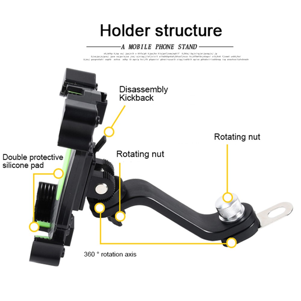 ZP-DC2020 Bicycle Handlebar Mobile Phone Holder Rotation Mount Stand Bracket for iPhone Huawei - Green-9