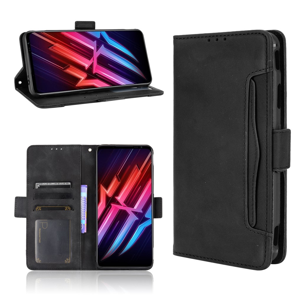 Leather Wallet Protective Case with Multiple Card Slots for ZTE nubia Red Magic 6 Pro / ZTE nubia Red Magic 6 - Black-9