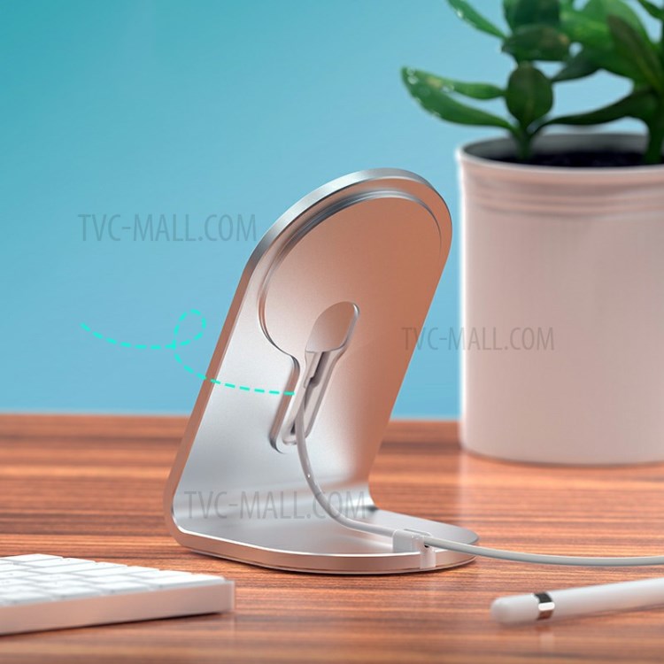 Momax Q. Porte-chargeur Sans Fil MAG Dock Stand De Bureau De Bureau En Métal Pour IPhone 12 Magsafe - Argent-3