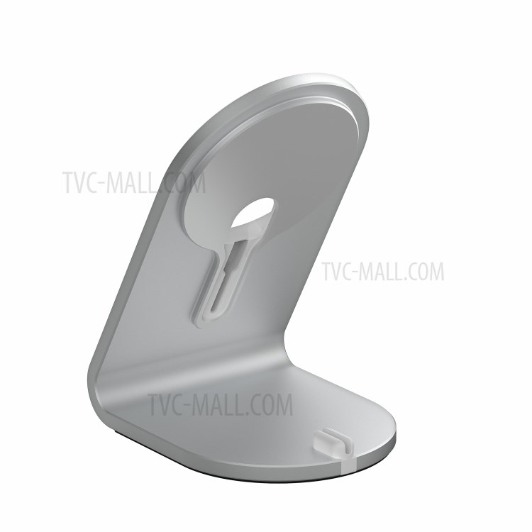 Momax Q. Porte-chargeur Sans Fil MAG Dock Stand De Bureau De Bureau En Métal Pour IPhone 12 Magsafe - Argent-9