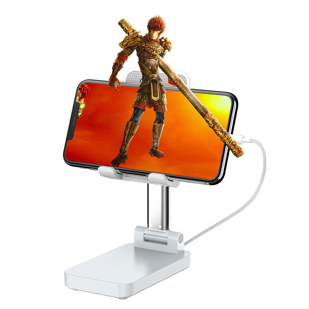 CCT2 Retractable Tablet Charging Power Bank Cell Phone Holder Stand Desktop Bracket - White-3