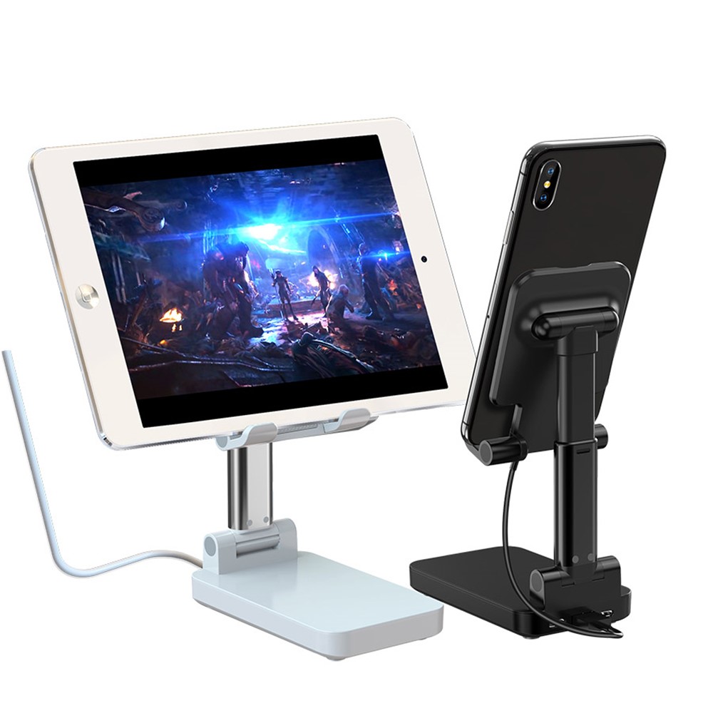 CCT2 Retractable Tablet Charging Power Bank Cell Phone Holder Stand Desktop Bracket - White-7