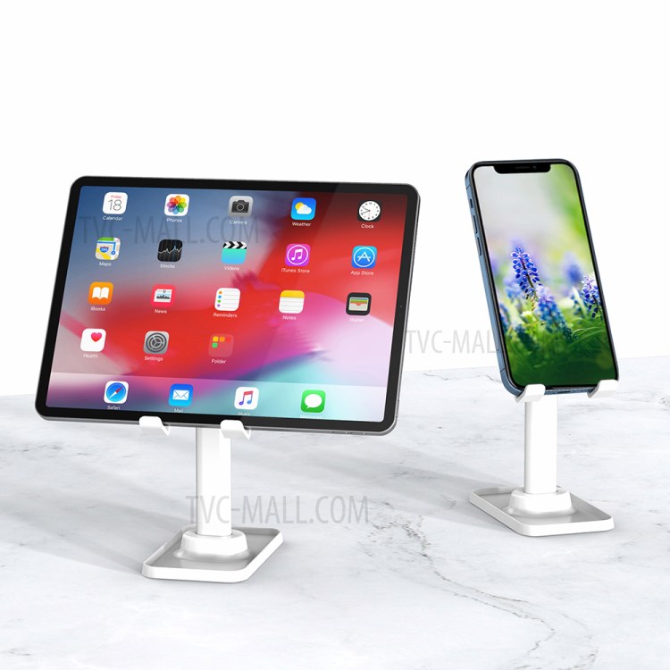 Q1 Fixed Height Desktop Phone Mount Stand Holder Support Tablet Desk Bracket for iPhone 12 Huawei - White-12