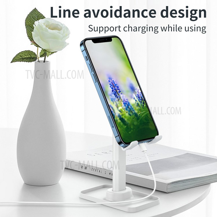 Q1 Fixed Height Desktop Phone Mount Stand Holder Support Tablet Desk Bracket for iPhone 12 Huawei - White-3