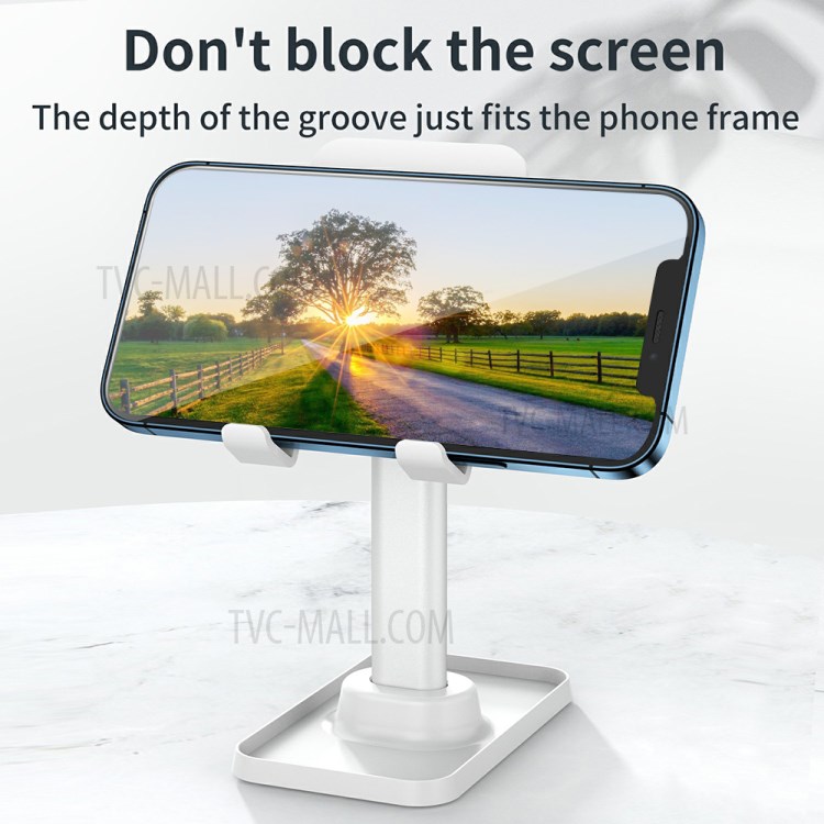 Q1 Fixed Height Desktop Phone Mount Stand Holder Support Tablet Desk Bracket for iPhone 12 Huawei - White-6