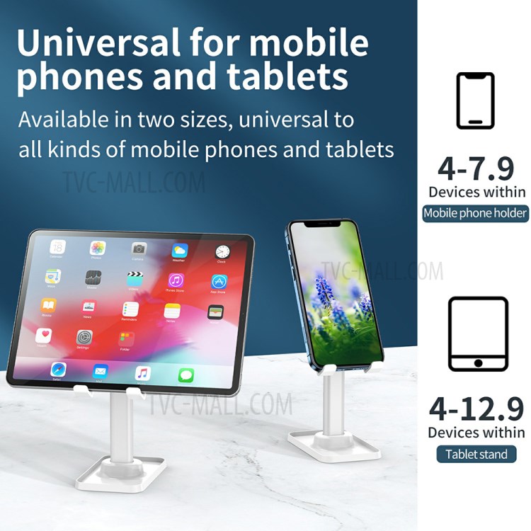 Q1 Fixed Height Desktop Phone Mount Stand Holder Support Tablet Desk Bracket for iPhone 12 Huawei - White-7