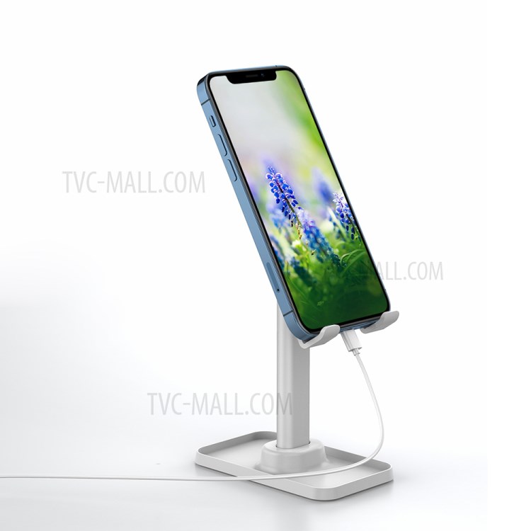 Q1 Fixed Height Desktop Phone Mount Stand Holder Support Tablet Desk Bracket for iPhone 12 Huawei - White-9